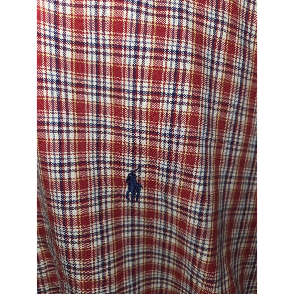 Polo Ralph Lauren Red Blue Yellow Plaid Button Up Soft Blake Cotton‎ Y2K size XL